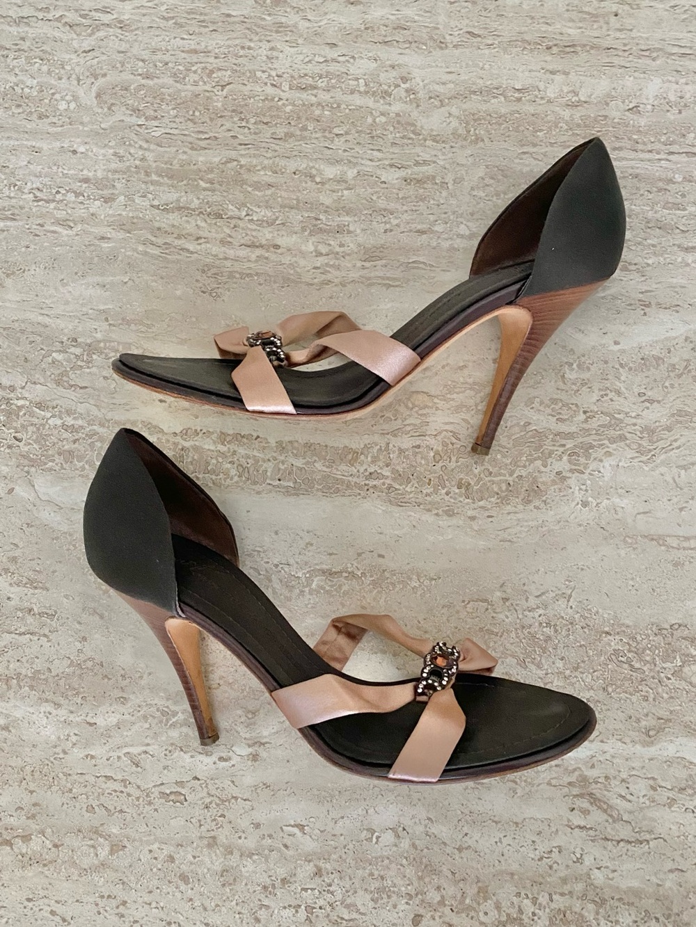 Vintage Giuseppe Zanotti Satin Crystal D’orsay Sandal Heels - Picture 3 of 9